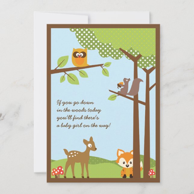 Invitación a Baby Shower de Woodland Animals (Anverso)