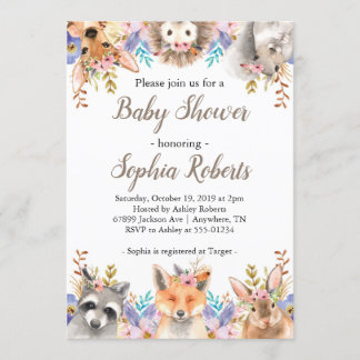Invitación a Baby Shower de Woodland Animals Chica