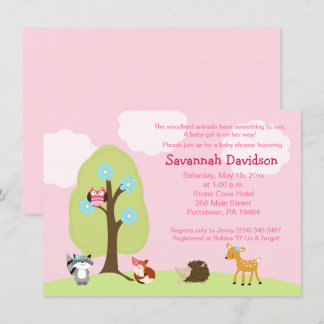 Invitación a Baby Shower de Woodland Animals Chica
