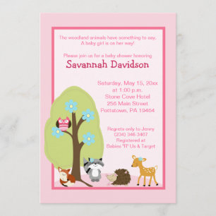 Invitación a Baby Shower de Woodland Animals Chica