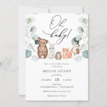 Invitación a Baby Shower de Woodland Animals Eucal