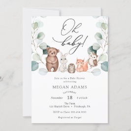 Invitación a Baby Shower de Woodland Animals Eucal