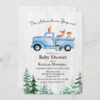 Invitación a Baby Shower de Woodland Animals Truck
