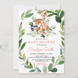 Invitación a Baby Shower de Woodland Baby Girl