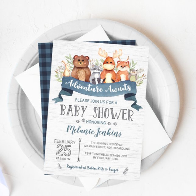 Invitación a Baby Shower de Woodland Bear Boy (Subido por el creador)