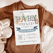 Invitación a Baby Shower de Woodland Bear Boy