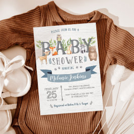Invitación a Baby Shower de Woodland Bear Boy