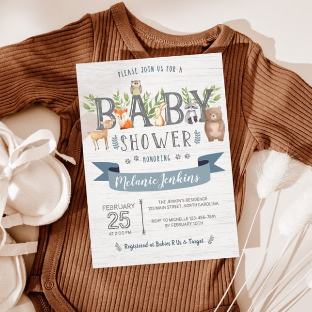 Invitación a Baby Shower de Woodland Bear Boy (Subido por el creador)