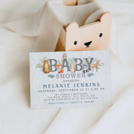 Invitación a Baby Shower de Woodland Bear Boy