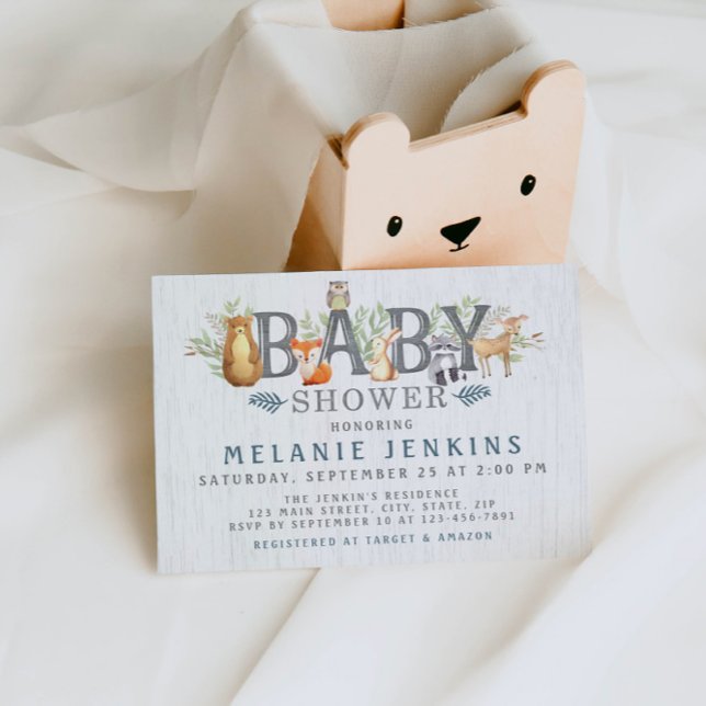 Invitación a Baby Shower de Woodland Bear Boy (Subido por el creador)