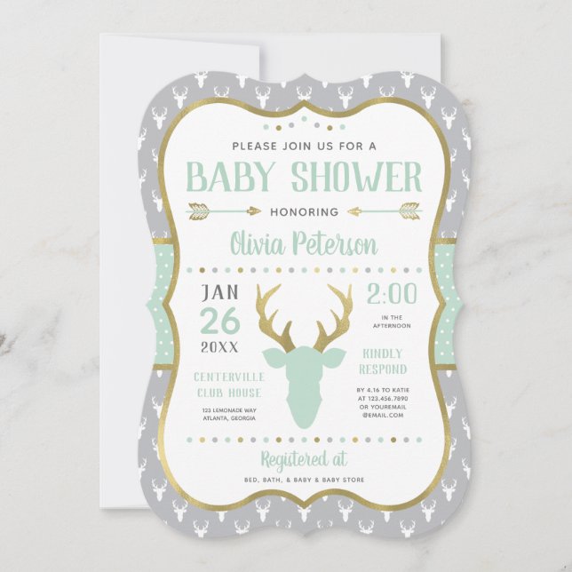 Invitación a Baby Shower de Woodland, Casa de la M (Anverso)