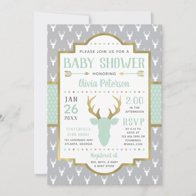 Invitación a Baby Shower de Woodland, Casa de la M (Anverso)