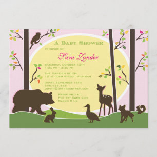 Invitación a Baby Shower de Woodland  Chica
