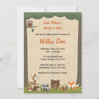 Invitación a Baby Shower de Woodland *chico/chica/