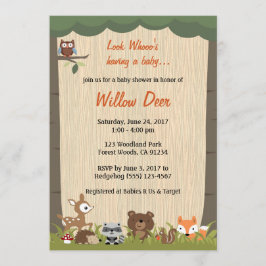 Invitación a Baby Shower de Woodland *chico/chica/