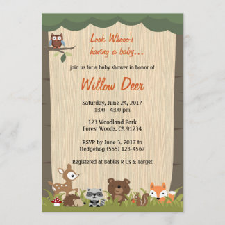 Invitación a Baby Shower de Woodland *chico/chica/