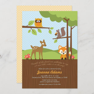 Invitación a Baby Shower de Woodland Critters