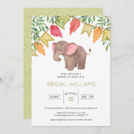Invitación a Baby Shower de Woodland Cute Baby Ele