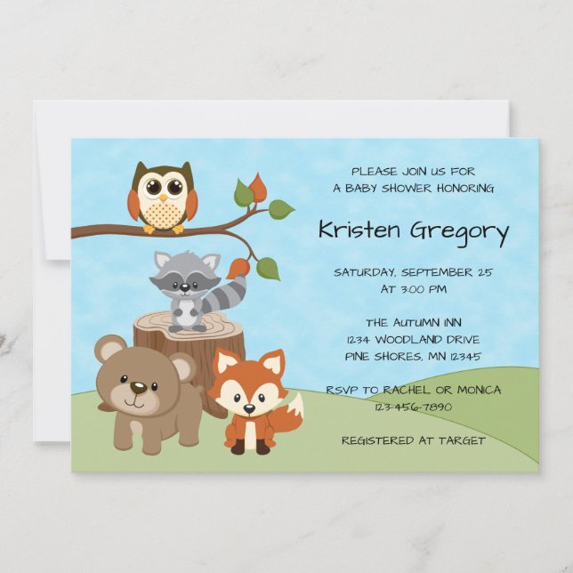 Invitación a Baby Shower de Woodland Forest (Anverso)