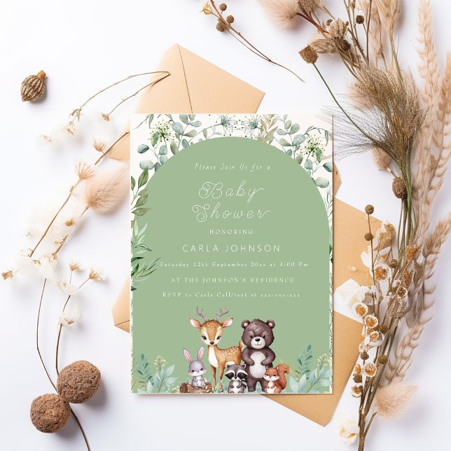 Invitación a Baby Shower de Woodland Forest Animal (Subido por el creador)