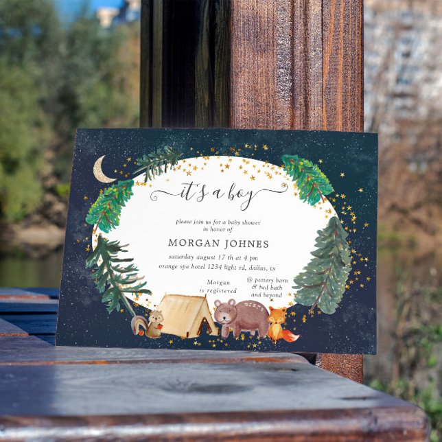 Invitación a Baby Shower de Woodland Forest Night (Subido por el creador)
