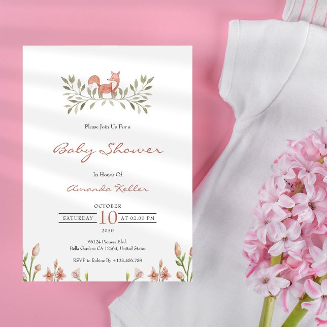 Invitación a Baby Shower de Woodland Fox (Subido por el creador)