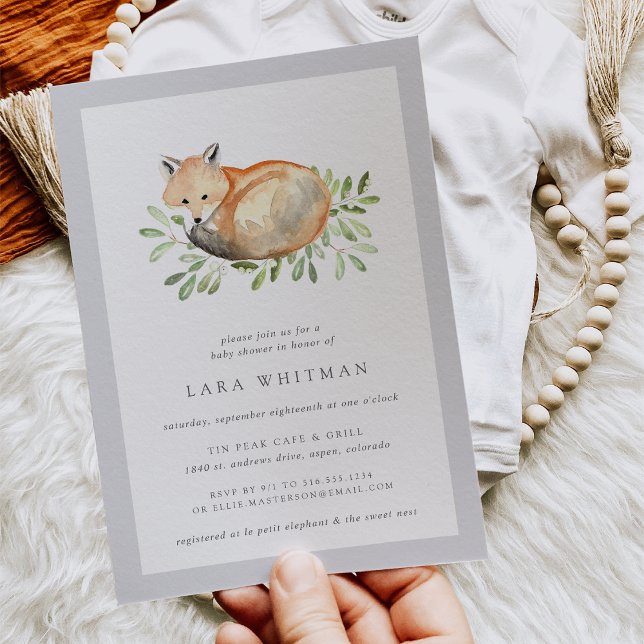 Invitación a Baby Shower de Woodland Fox (Subido por el creador)