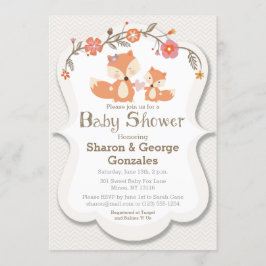 Invitación a Baby Shower de Woodland Fox Floral