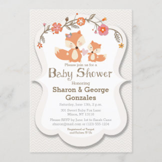 Invitación a Baby Shower de Woodland Fox Floral