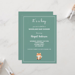 Invitación a Baby Shower de Woodland Fox Forest