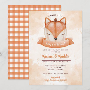 Invitación a Baby Shower de Woodland Fox Pumpkin