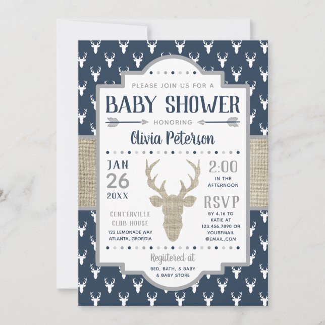 Invitación a Baby Shower de Woodland, Marina, Burl (Anverso)