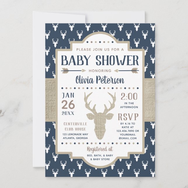 Invitación a Baby Shower de Woodland, Marina, Burl (Anverso)