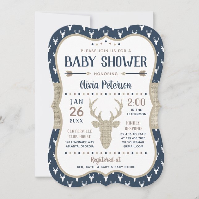 Invitación a Baby Shower de Woodland, Marina, Burl (Anverso)