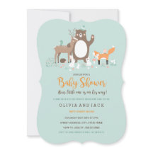 Invitación a Baby Shower de Woodland Mint y Naranj