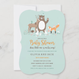 Invitación a Baby Shower de Woodland Mint y Naranj