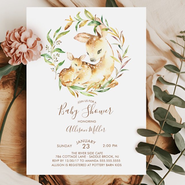 Invitación a Baby Shower de Woodland Mom & Little  (Subido por el creador)