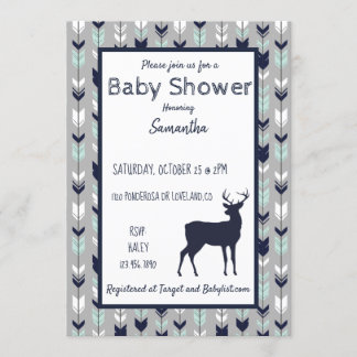 Invitación a Baby Shower de Woodland- Moneda/marin