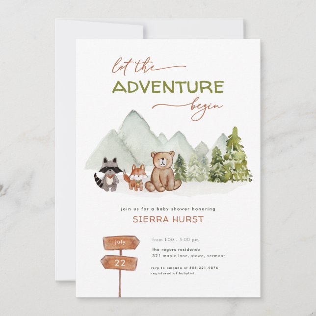 Invitación a Baby Shower de Woodland Nature Advent (Anverso)