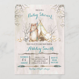 Invitación a Baby Shower de Woodland, niño de oso