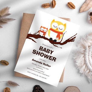 Invitación a Baby Shower de Woodland Owl