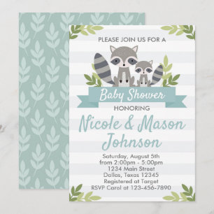 Invitación a Baby Shower de Woodland Raccoon