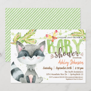 Invitación a Baby Shower de Woodland Raccoon