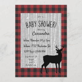 Invitación a Baby Shower de Woodland - rojo/negro