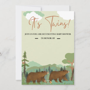 Invitación a Baby Shower de Woodland Twin
