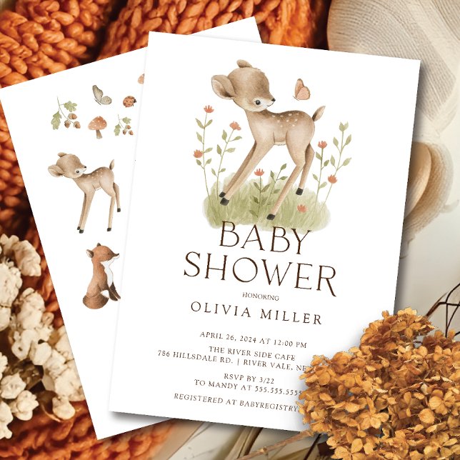 Invitación a Baby Shower de Woodland Wonder Deer (Subido por el creador)
