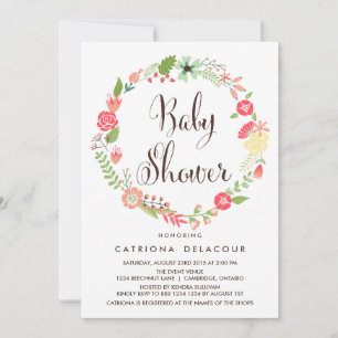 Invitación a Baby Shower de Wreath Garden de bonit