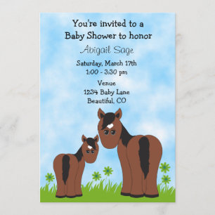 Invitación a Baby Shower de yegua y caballo de com