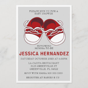 Invitación a Baby Shower de zapatillas de zapatero