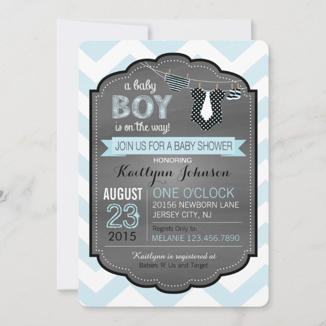 Invitación a Baby Shower de zapatillas y botas (Anverso)